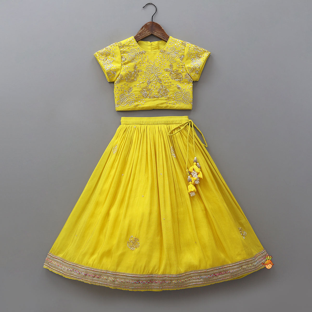 Sequins Embroidered Crop Top And Shimmery Lehenga