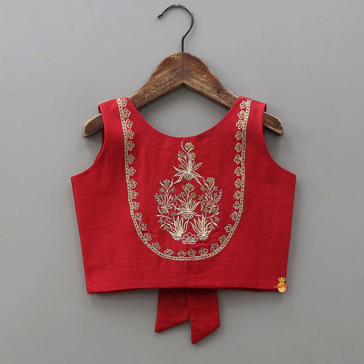 Back Bow Detail Crop Top And Pleated Lehenga