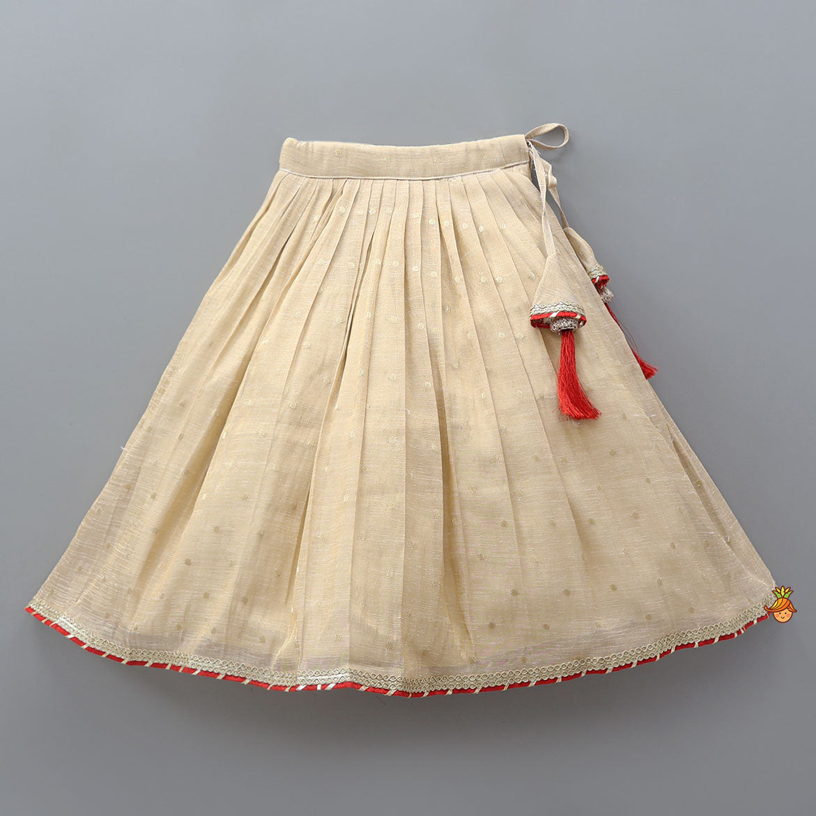 Back Bow Detail Crop Top And Pleated Lehenga