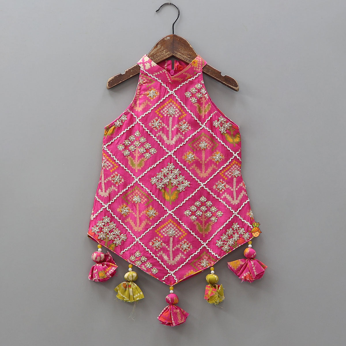 atola Inspired Embroidered Halter Top With Flared Palazzo