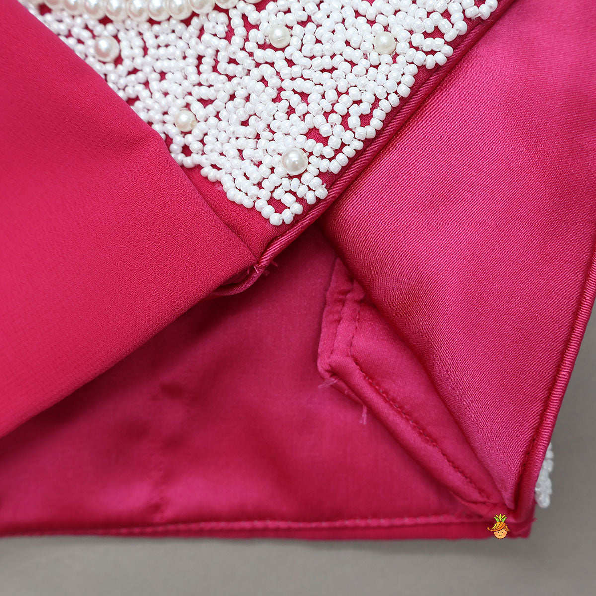 Elegant Faux Pearls Detailed Pre Draped Saree