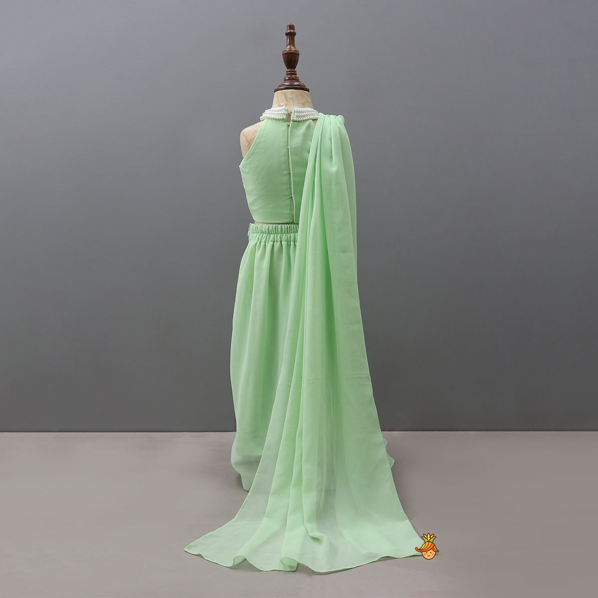 Beautiful Faux Pearl Embellished Pre Draped Saree