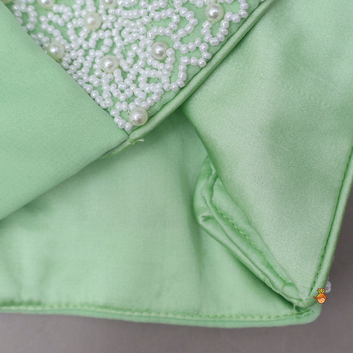 Beautiful Faux Pearl Embellished Pre Draped Saree