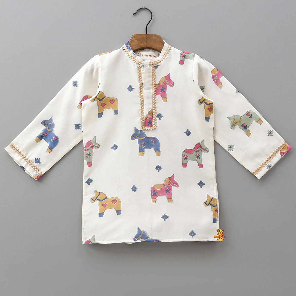 Chanderi Hand Block Print Kurta With Pyjama
