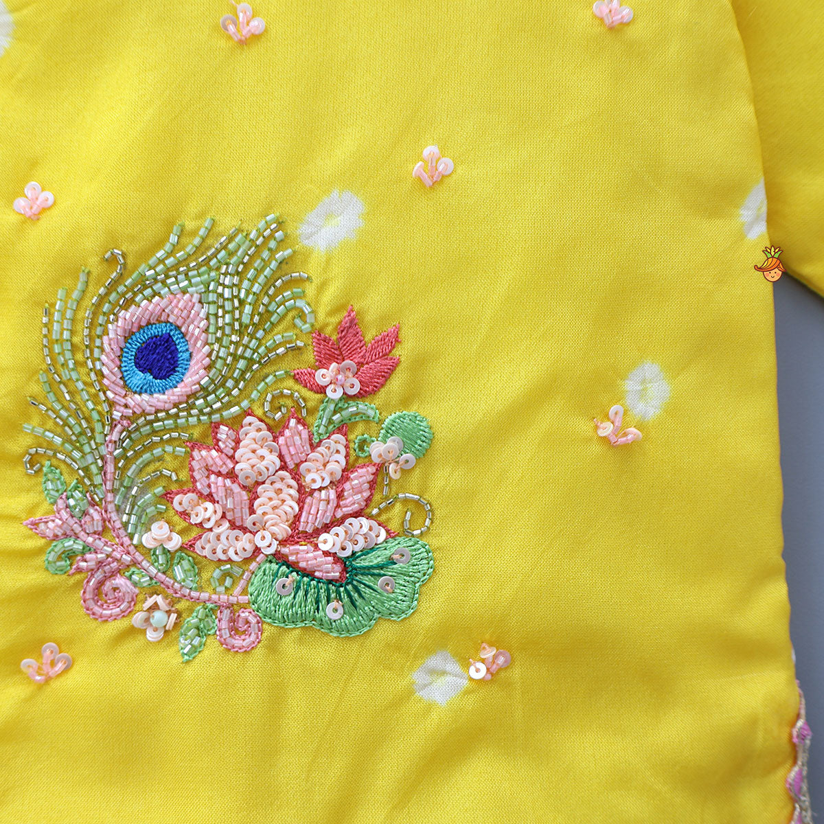 Silk Angarkha Style Kurta With Dhoti And Matching Mukut