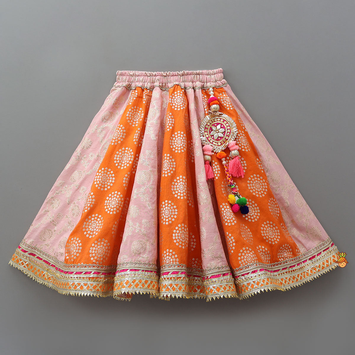 Criss-Cross Knot Tie-Up Crop Top And Lehenga With Sheen Dupatta