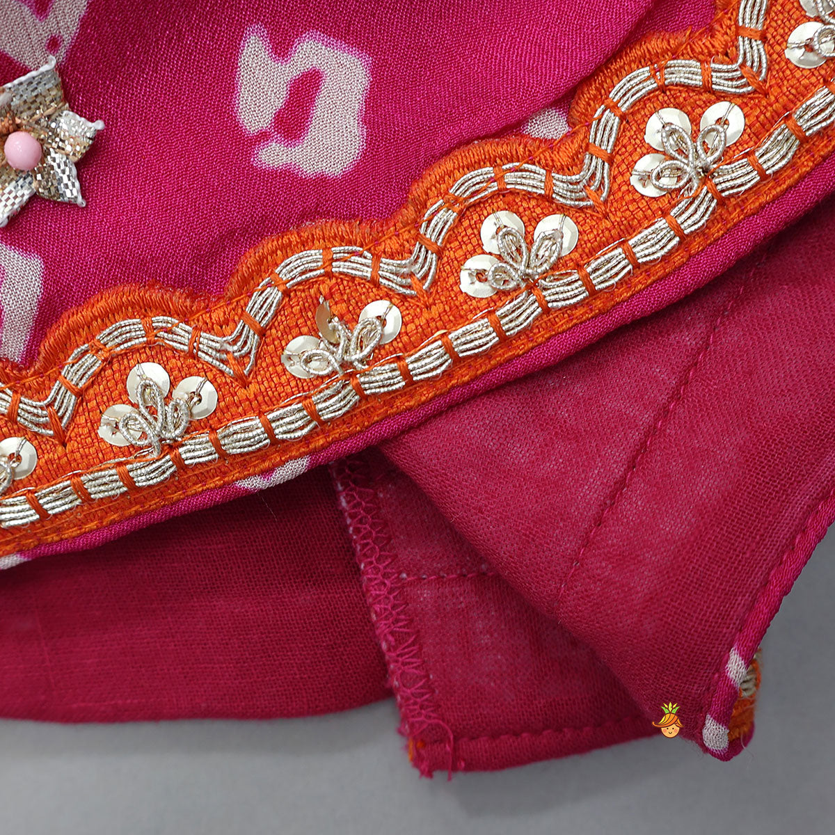 Criss-Cross Knot Tie-Up Crop Top And Lehenga With Sheen Dupatta