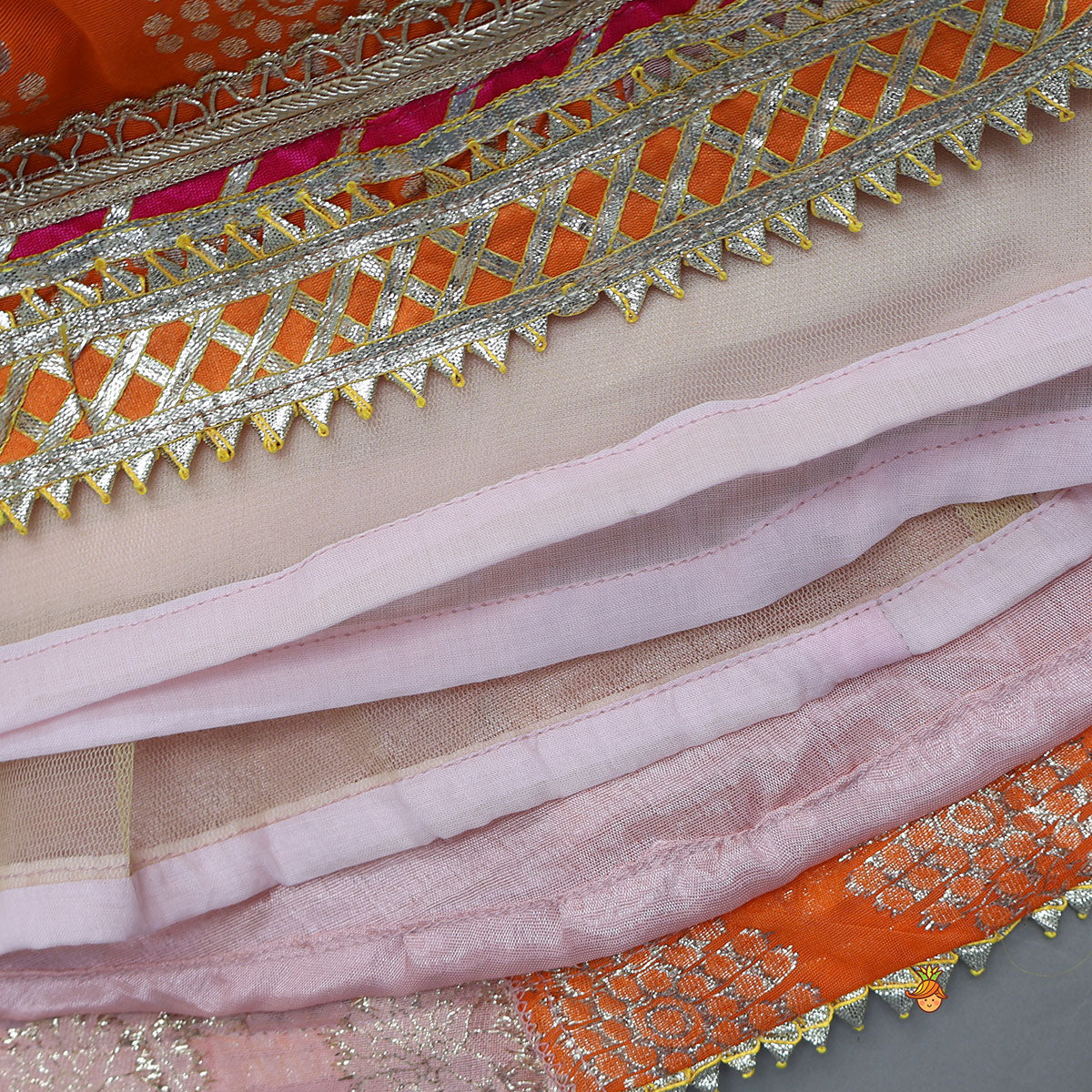 Criss-Cross Knot Tie-Up Crop Top And Lehenga With Sheen Dupatta