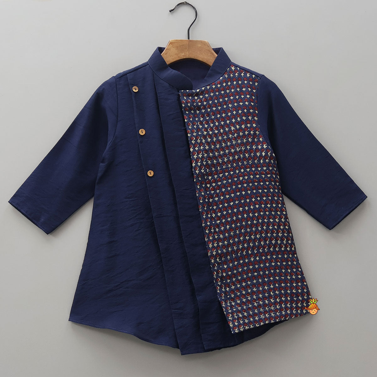 One-Sided Hand-Block Printed Kurta And Pyjama