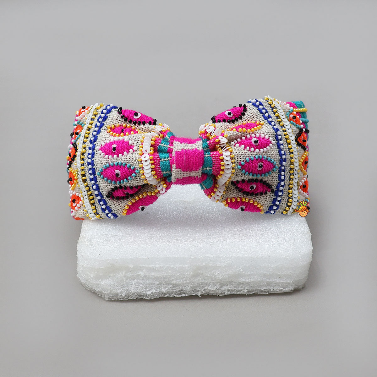 Multicolour Thread And Bead Hand Embroidered Hair Band
