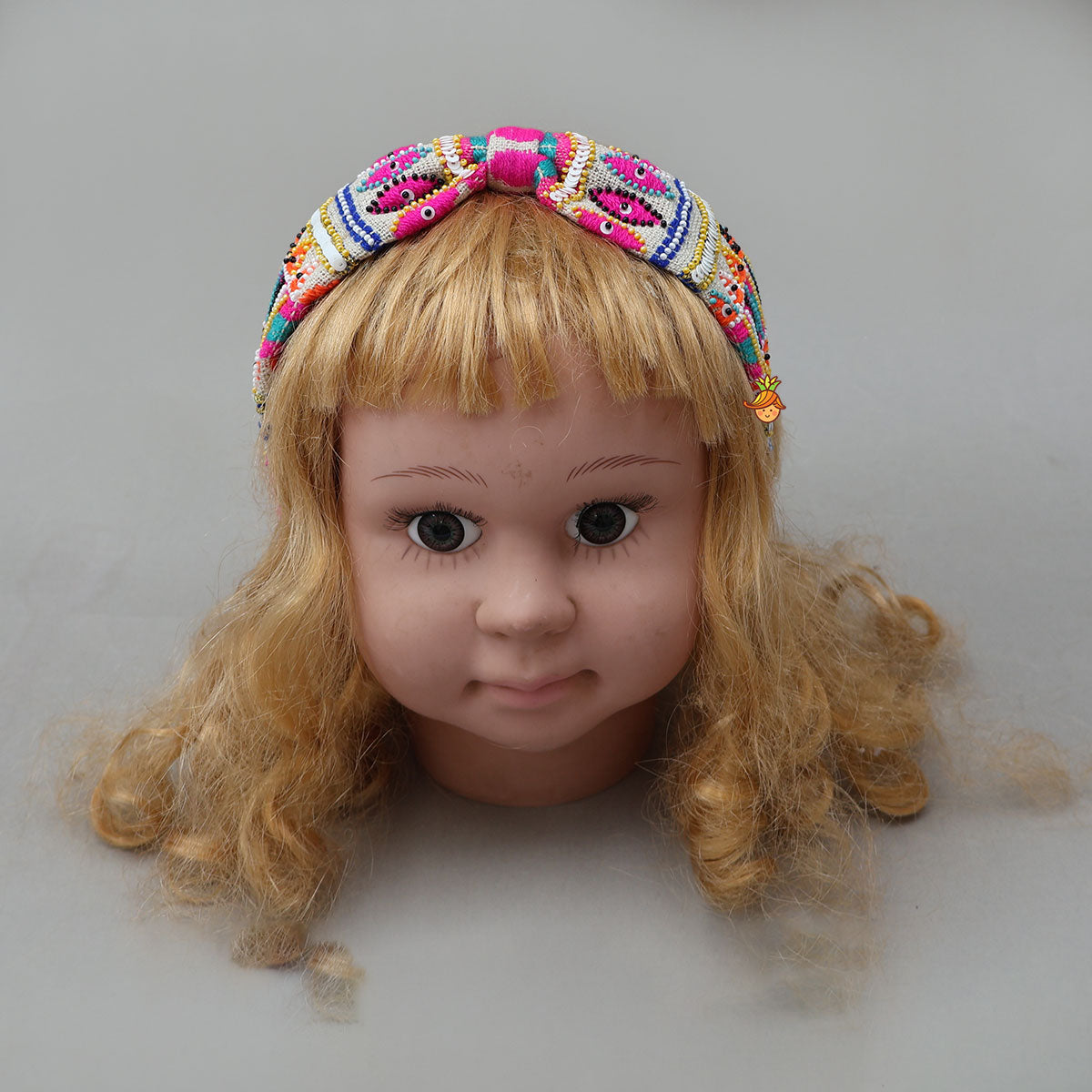 Multicolour Thread And Bead Hand Embroidered Hair Band