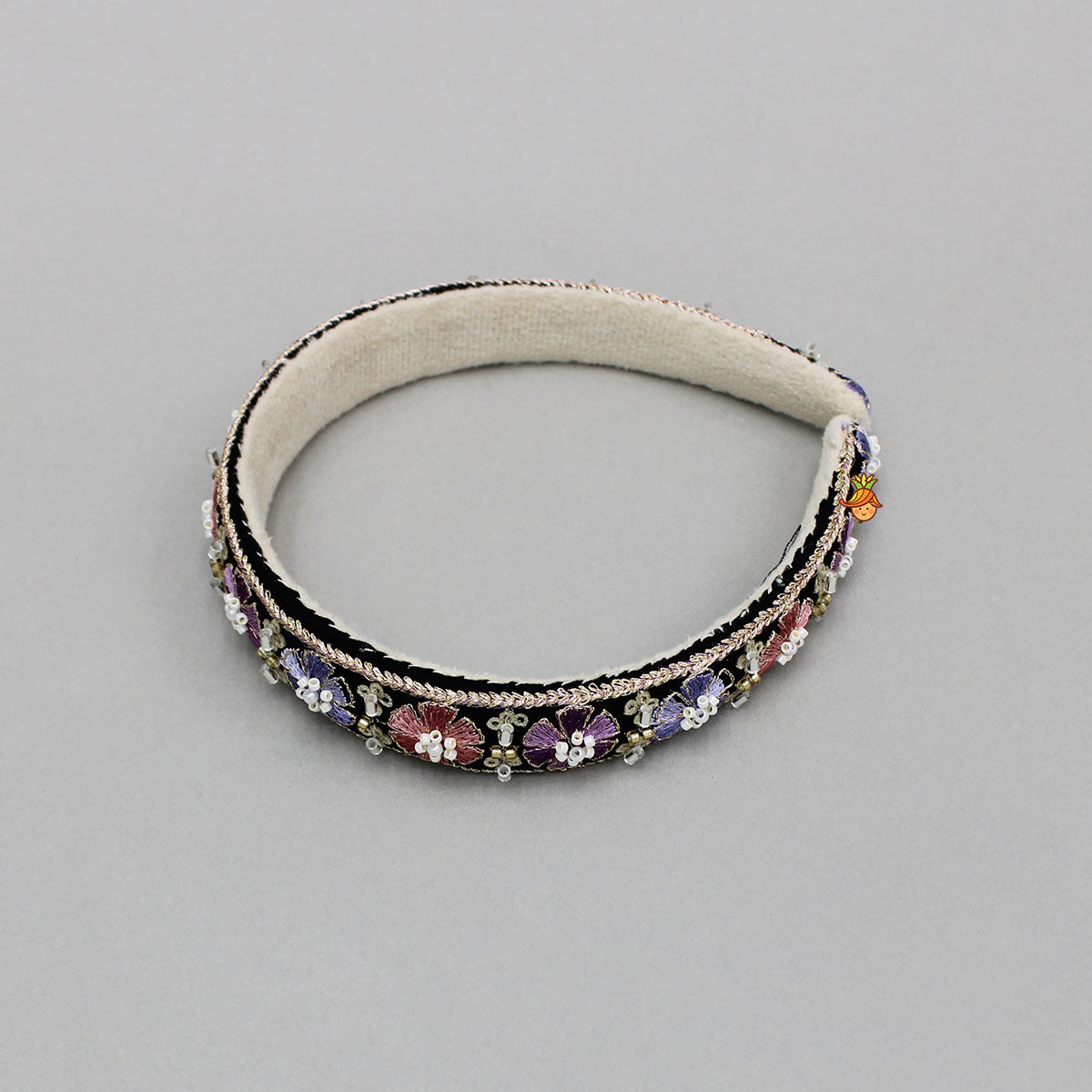 Floral Embroidered Hairband With Beadwork