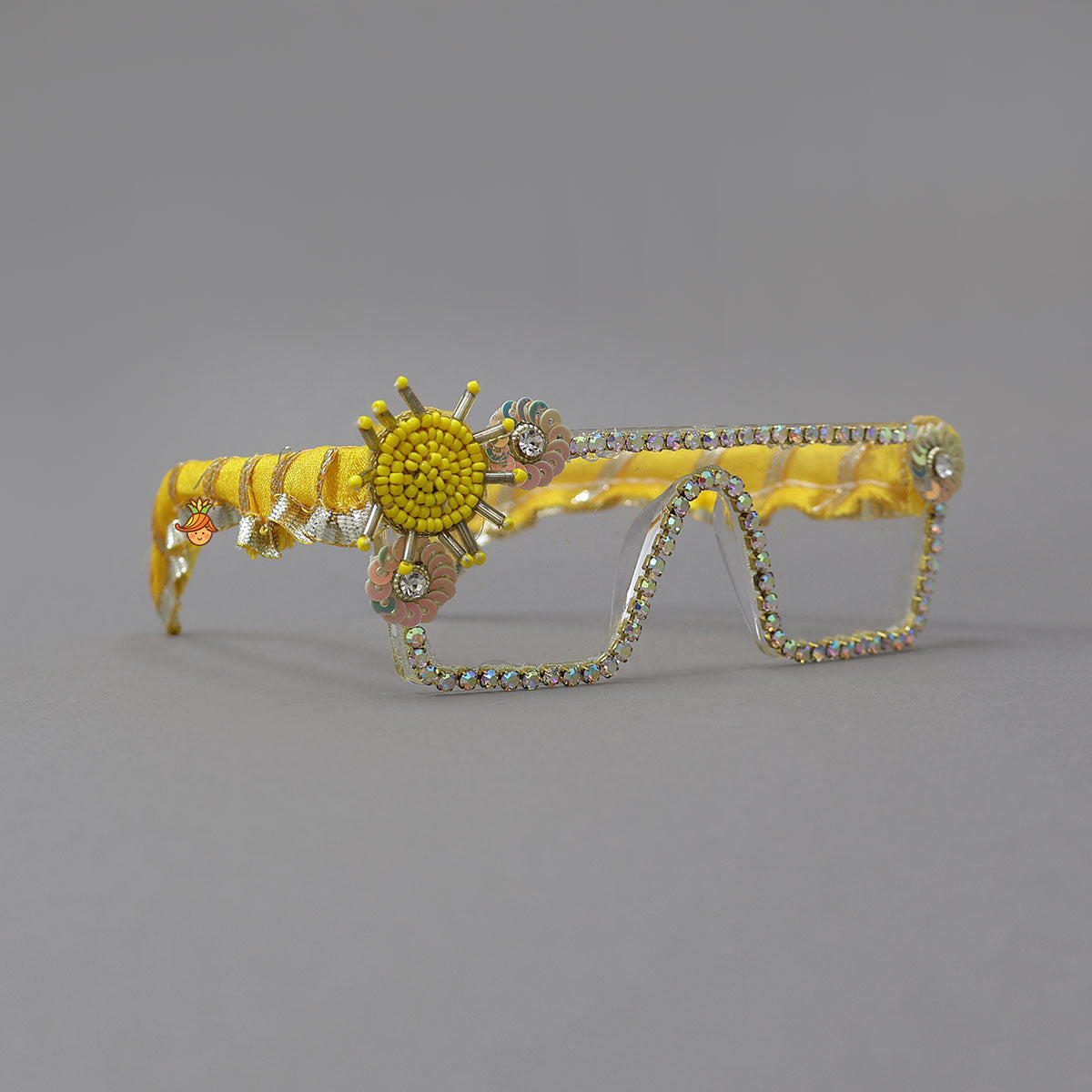 Rhinestones Embellished Sunglasses With Beaded Motif For Up To 8 Years