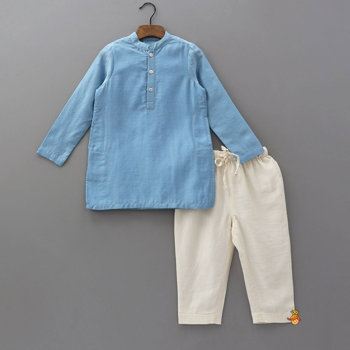 Ethnic Kurta With Fish Motif Embroidered Jacket And Pyjama
