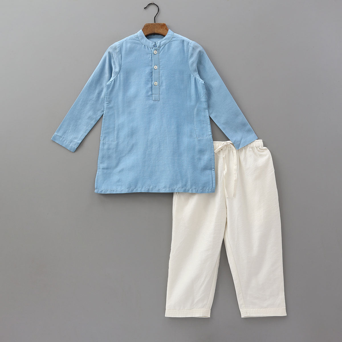 Ethnic Kurta With Fish Motif Embroidered Jacket And Pyjama
