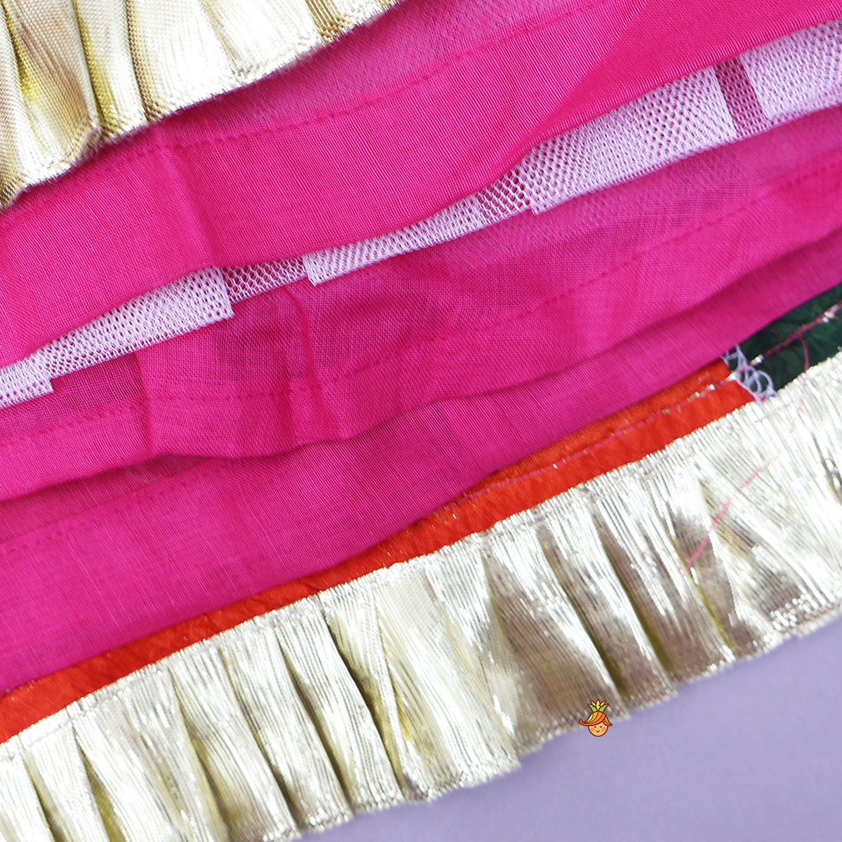 Bandhani Printed Tie-Up Strap Crop Top And Lehenga With Bandhana And Mirror Hair Clip