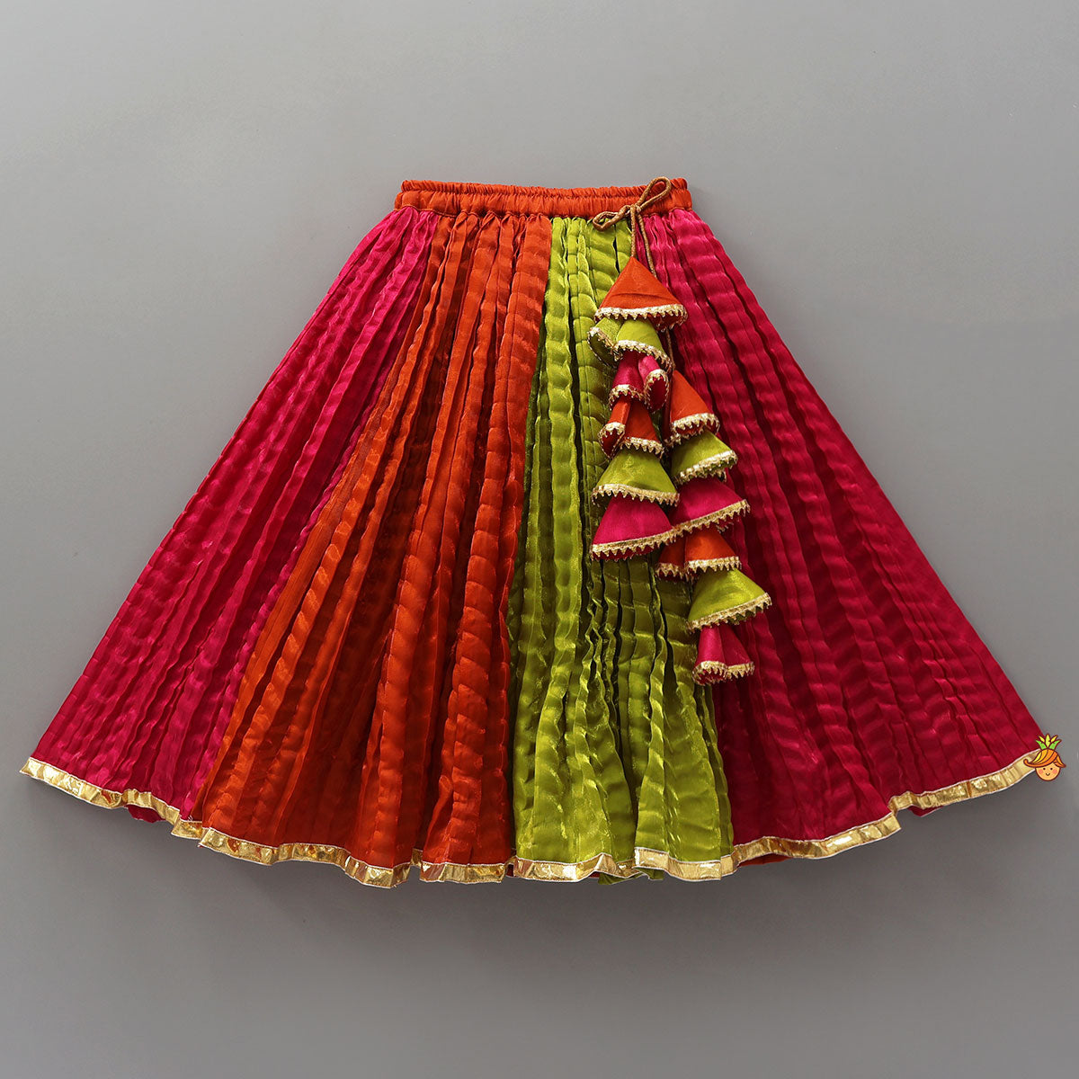 Sheen Finish Halter Neck Crop Top With Crushed Lehenga
