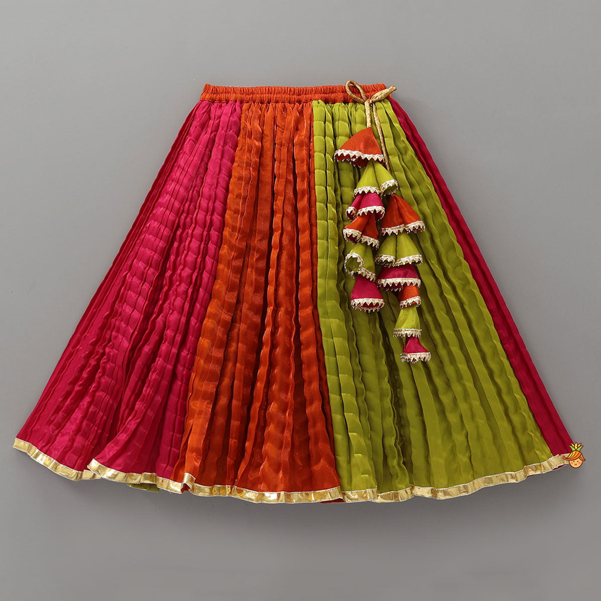 Sheen Finish Halter Neck Crop Top With Crushed Lehenga