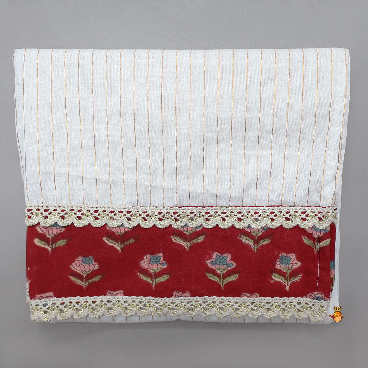 Hand Block Floral Printed Cotton Kurti With Sharara And Contrasting Dupatta