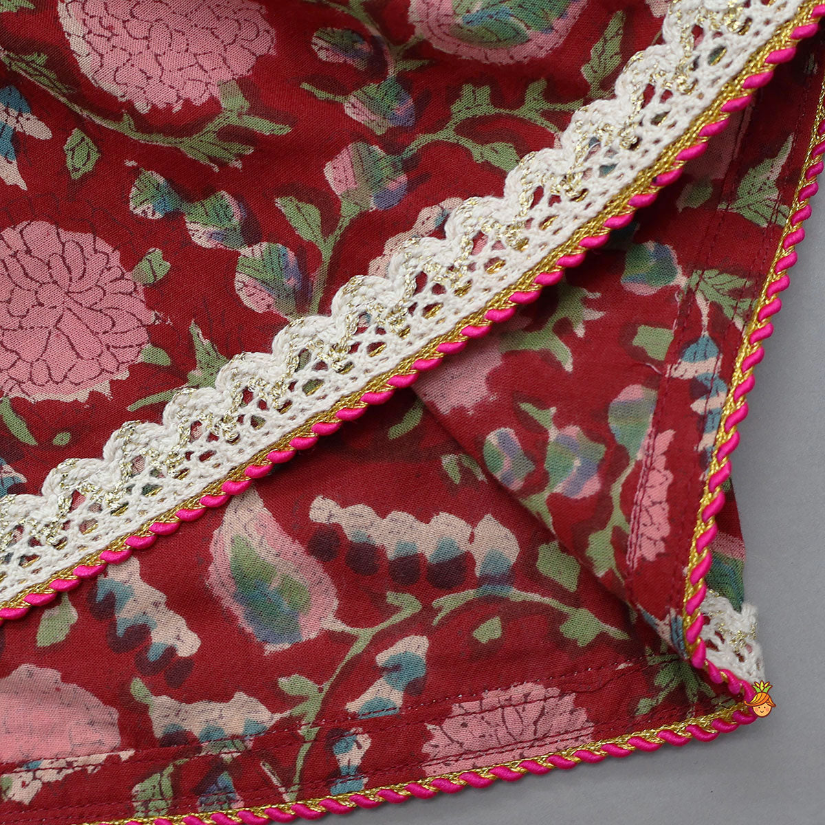 Elegant Floral Angarkha Kurti And Tulip Pant
