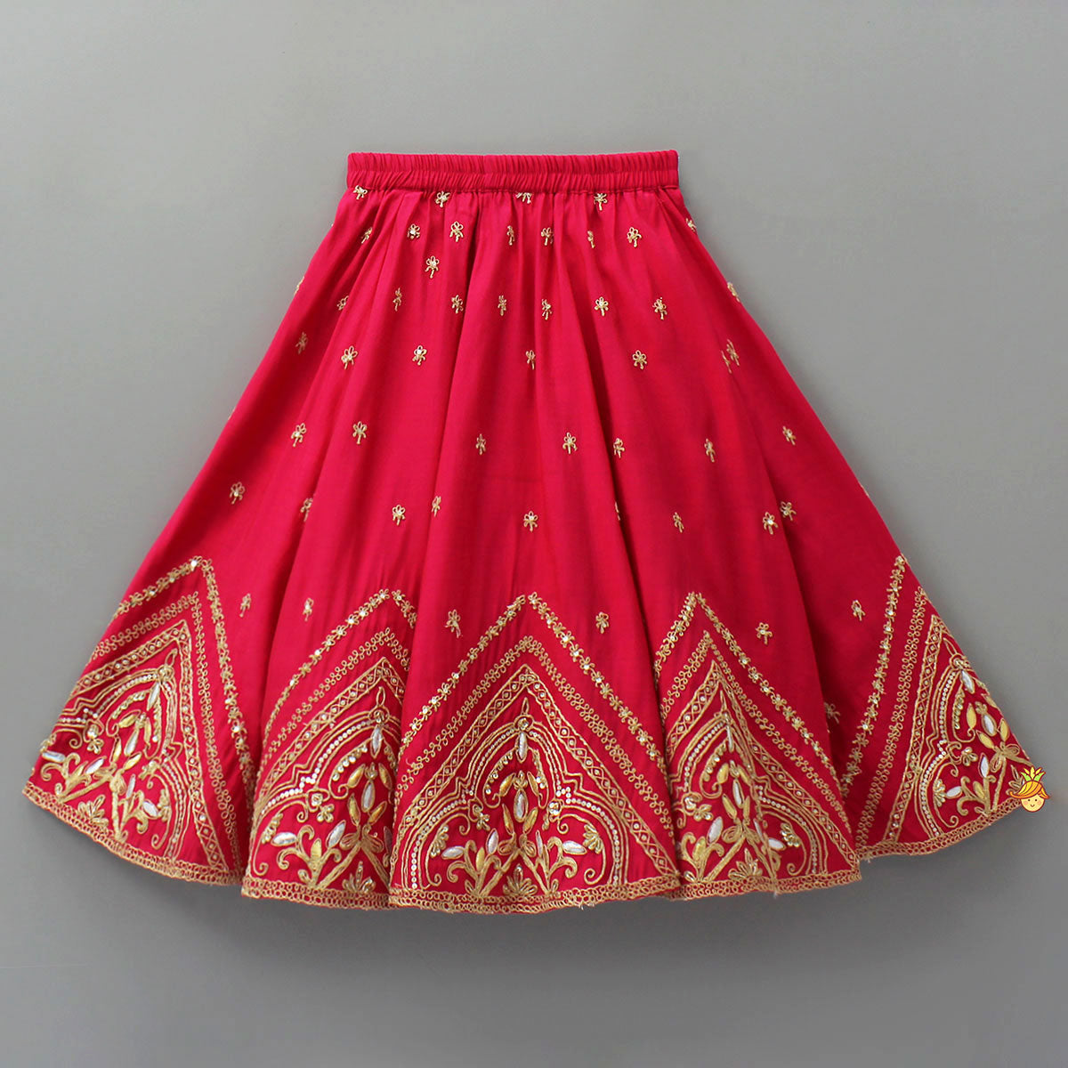 Zari Embroidered Ruffled Top With Flared Lehenga