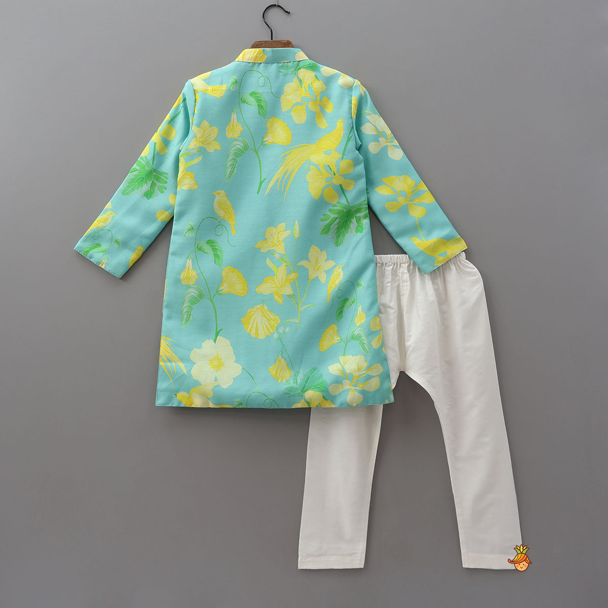 Vibrant Floral And Bird Printed Kurta With Pyjama