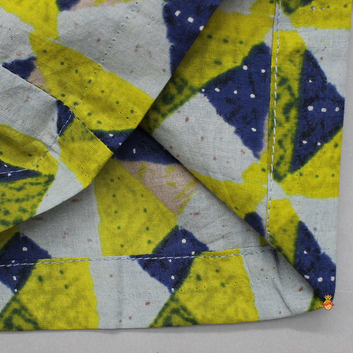 Geometric Print Angrakha Kurta And Dhoti With Matching Cap And Booties