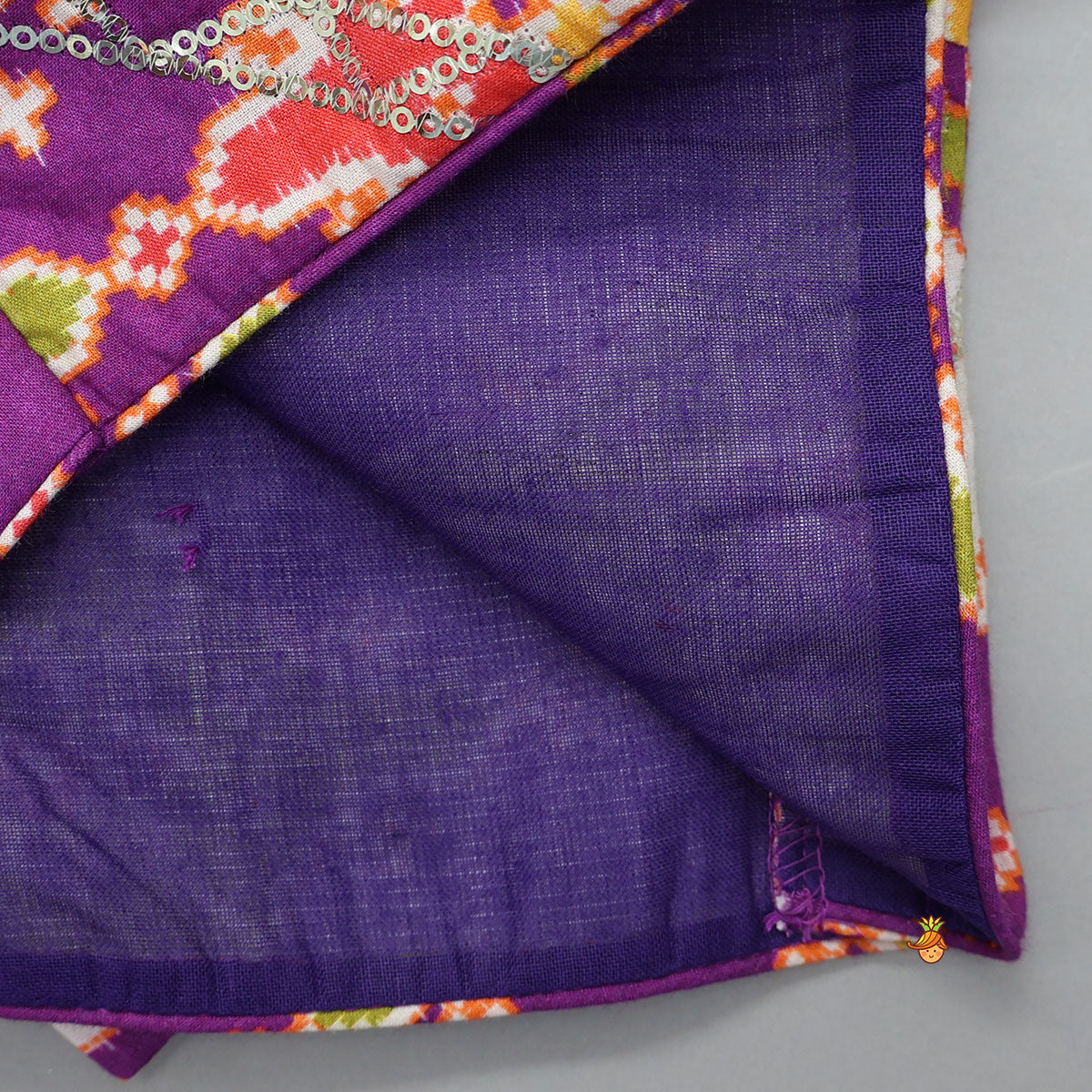 Patola Inspired Printed Crop Top With Flared Lehenga And Dupatta