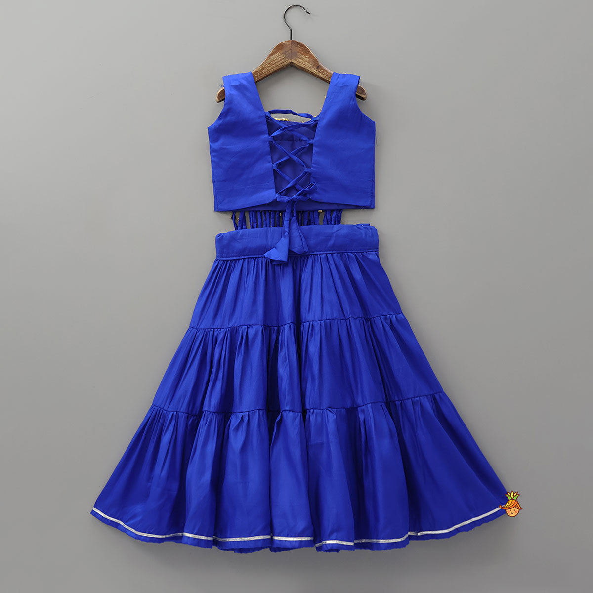 Statement Ghungroo Embellished Top With Tiered Flared Lehenga