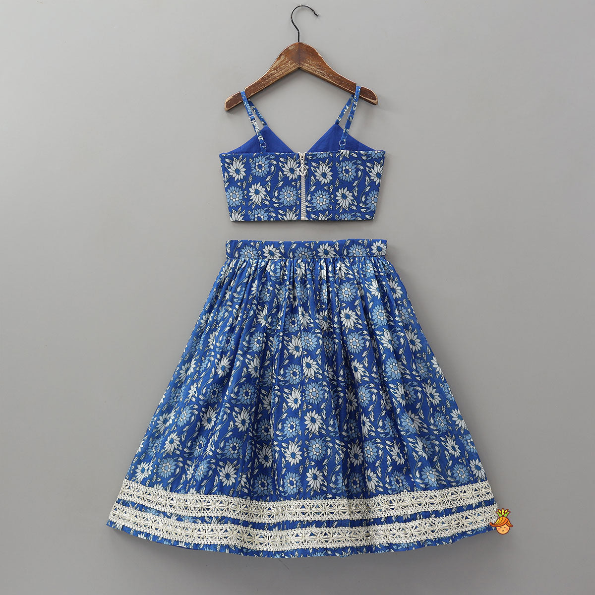 Elegant Adjustable Strappy Crop Top And Lehenga With Dupatta
