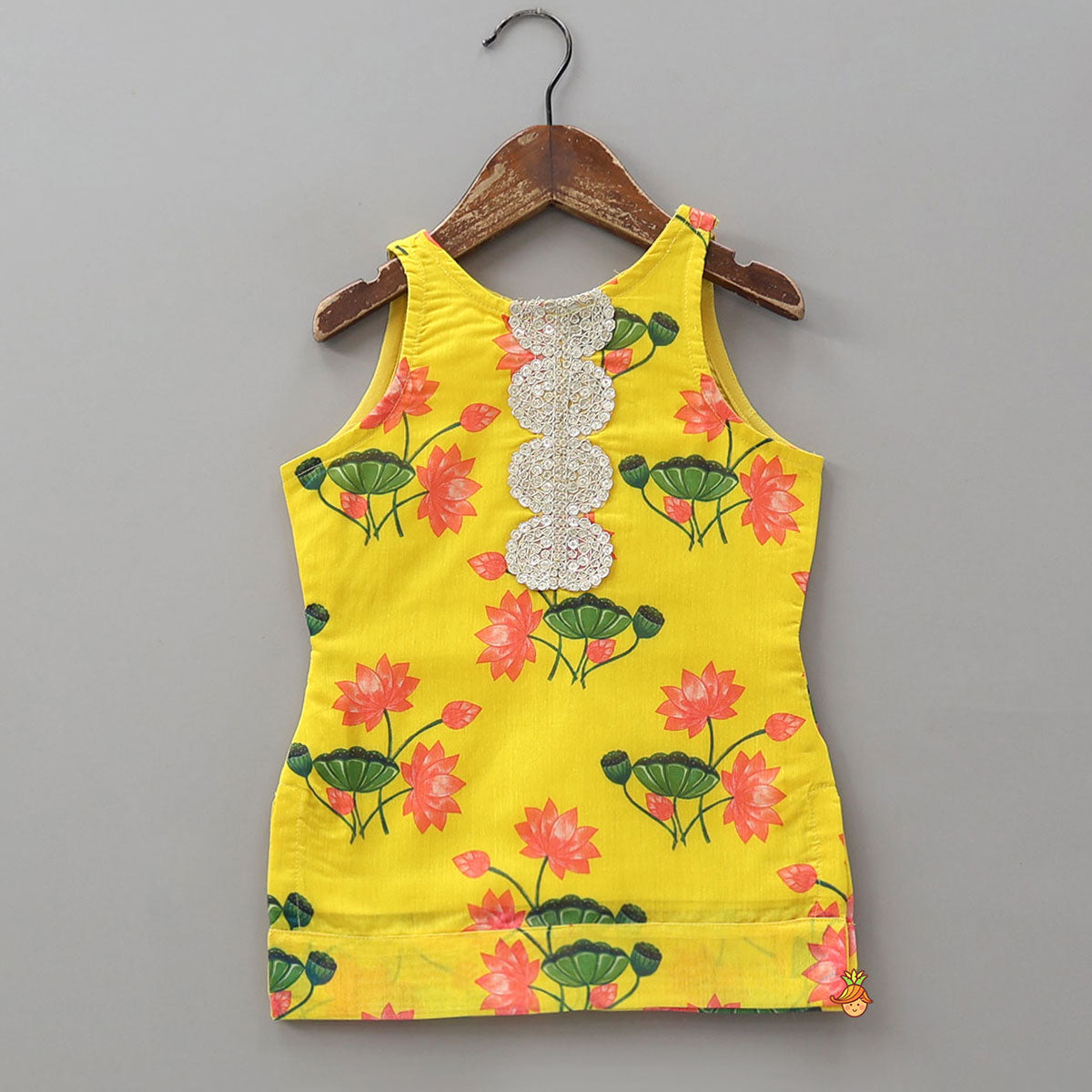 Lace Work Yoke Kurti And Sharara With Matching Dupatta