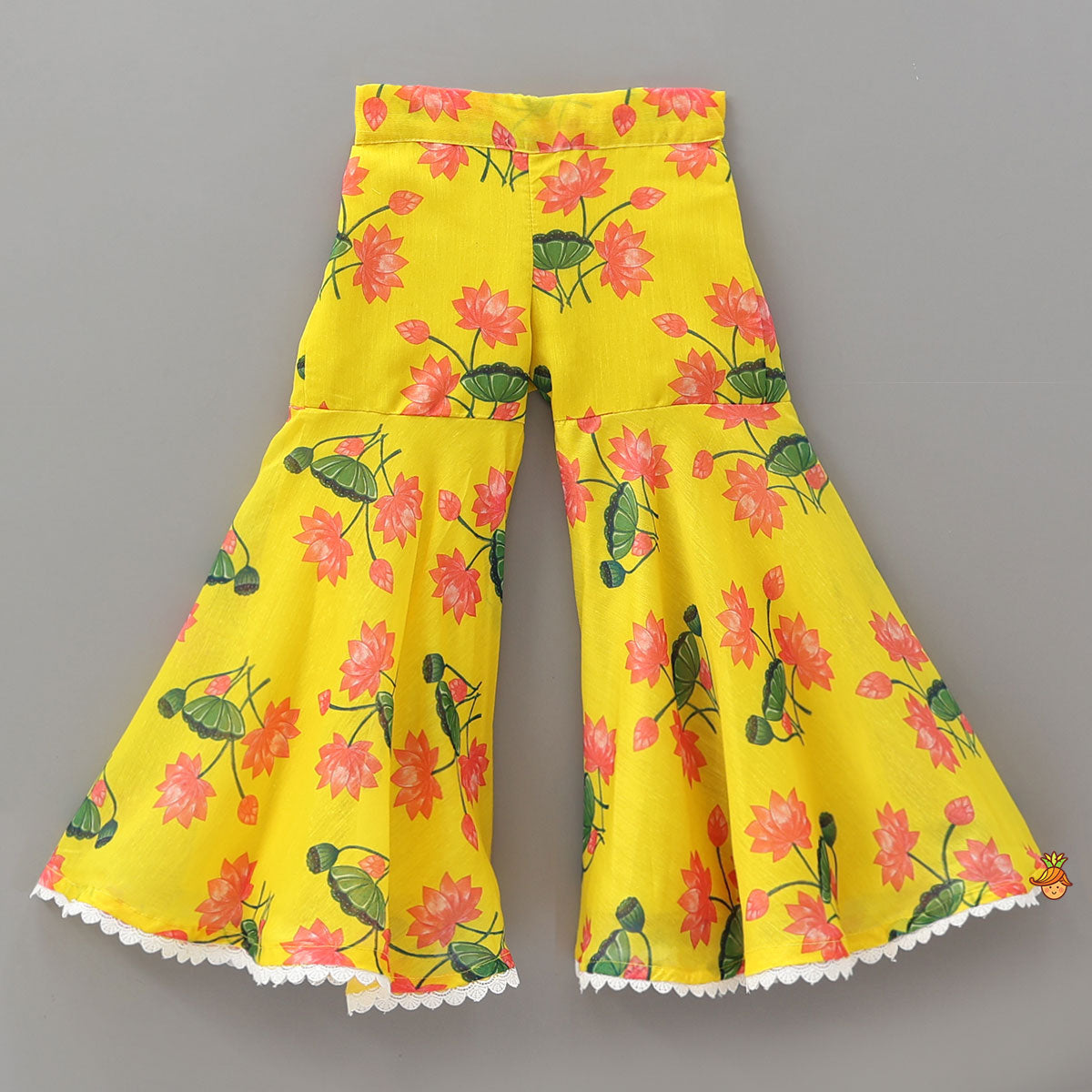 Lace Work Yoke Kurti And Sharara With Matching Dupatta