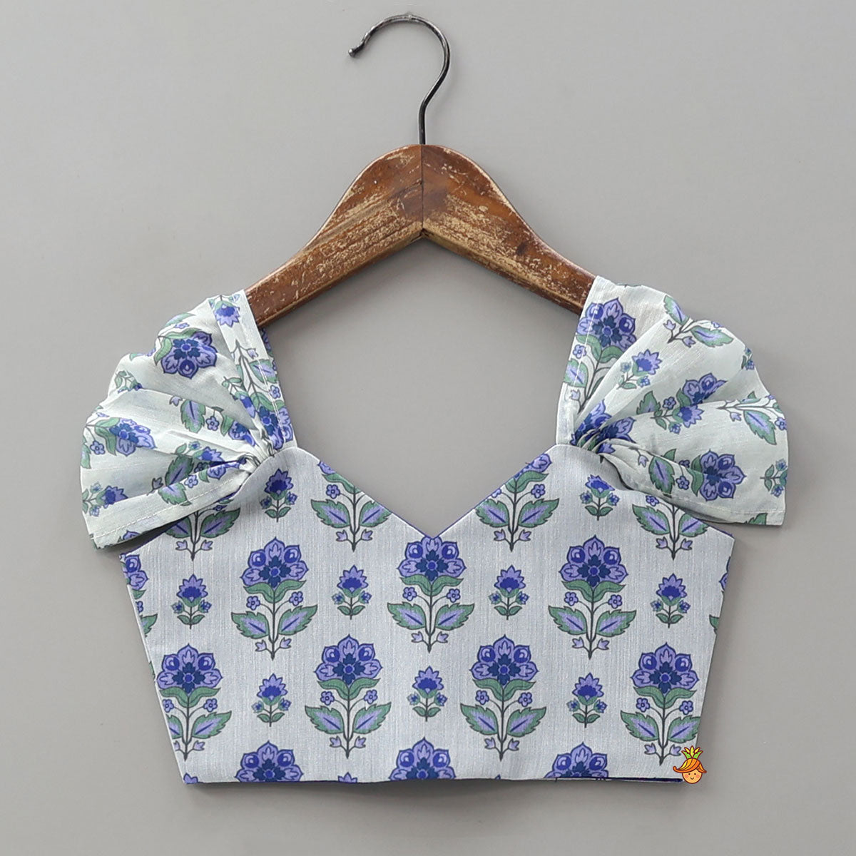 Floral Printed Crop Top And Lehenga With Dupatta