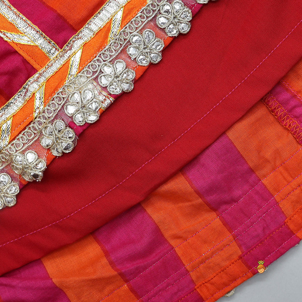 One Shoulder Crop Top And Lace Detailed Lehenga With Dupatta