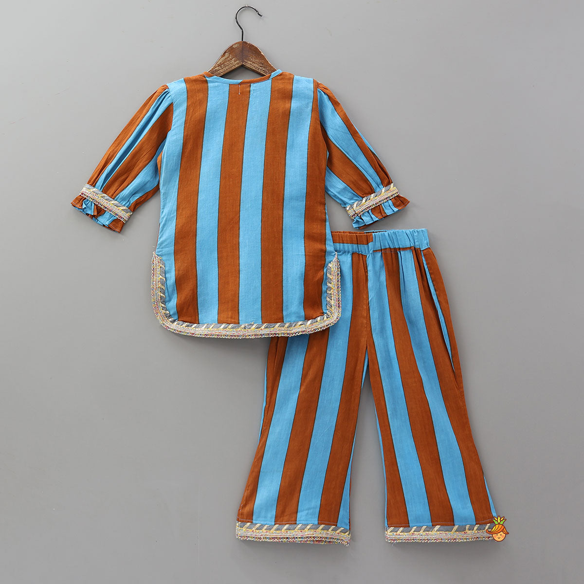 Dual Tone Striped Kurti And Palazzo With Dupatta