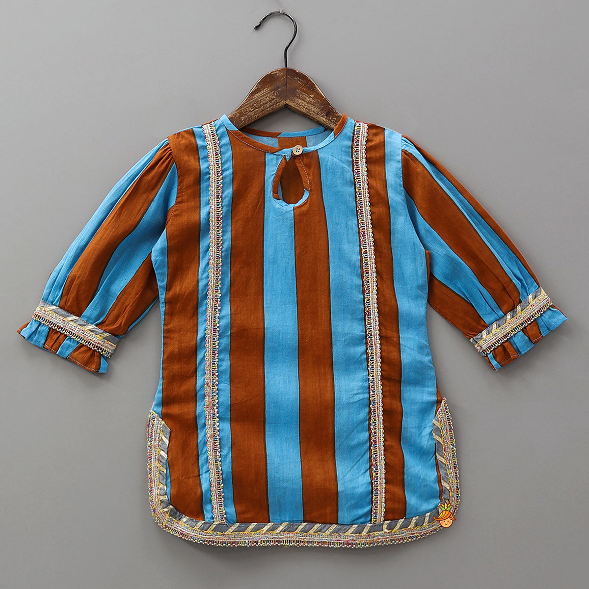 Dual Tone Striped Kurti And Palazzo With Dupatta