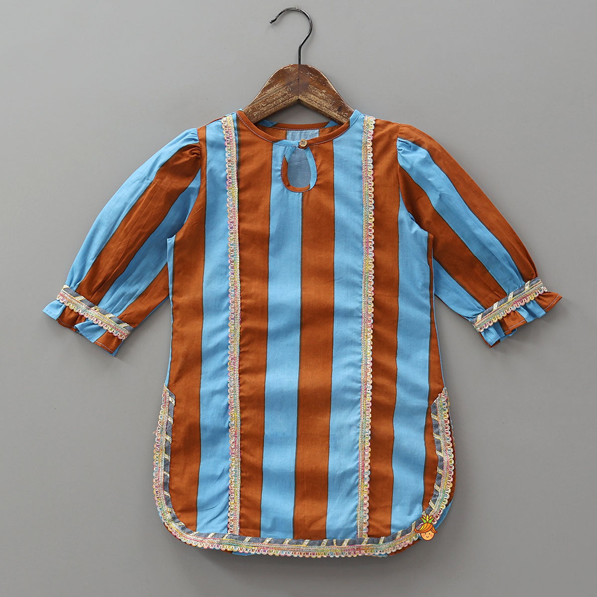 Dual Tone Striped Kurti And Palazzo With Dupatta