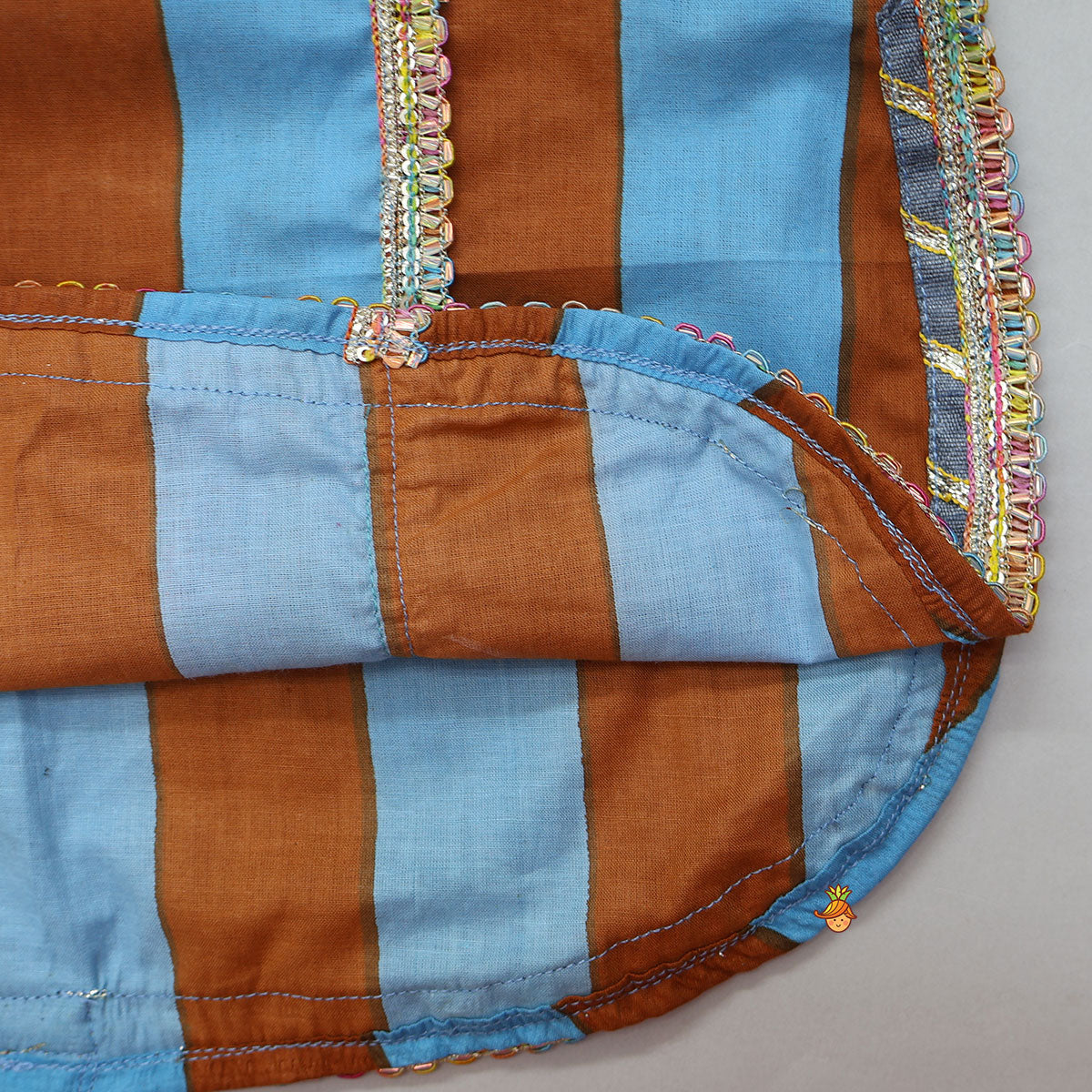 Dual Tone Striped Kurti And Palazzo With Dupatta