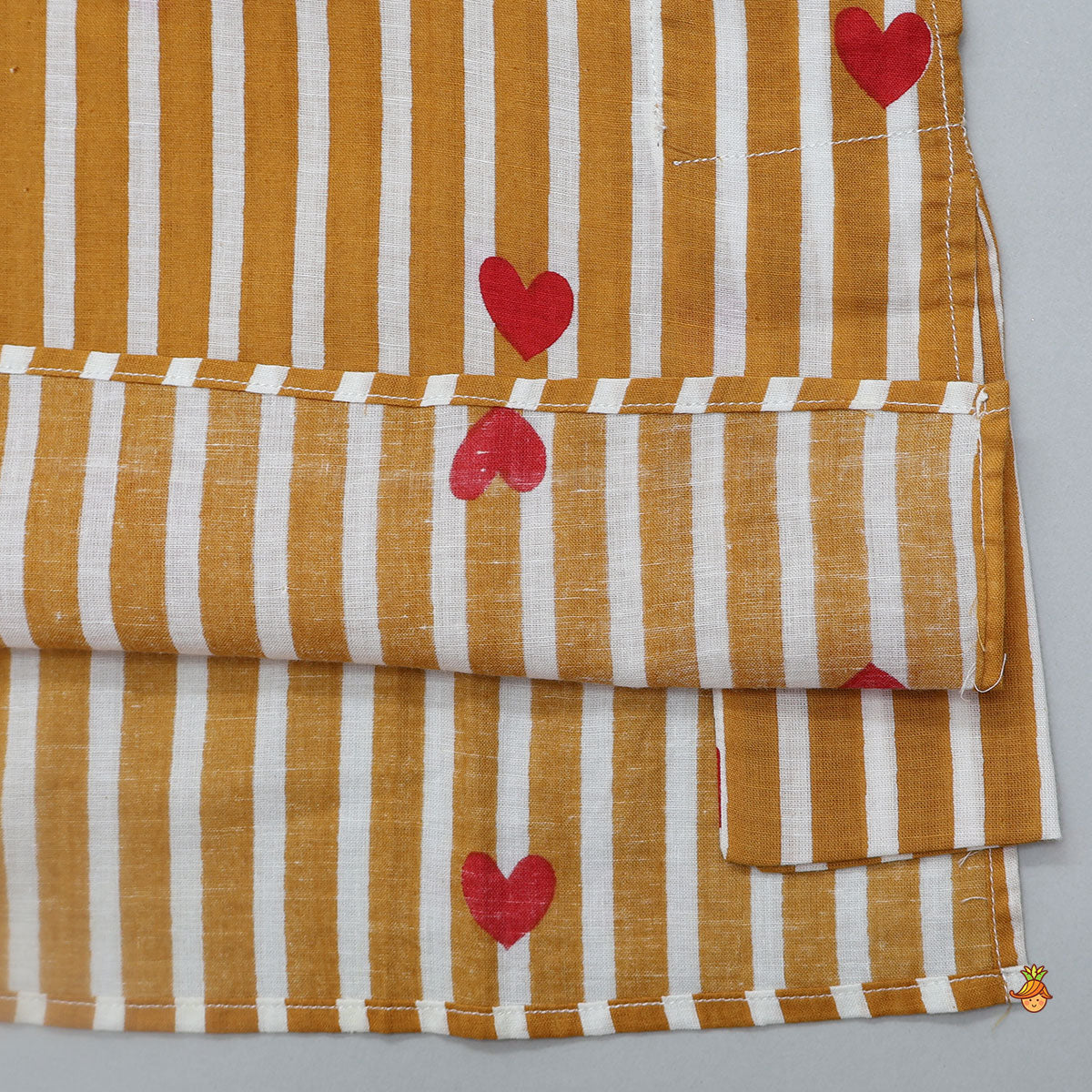 Heart Printed Striped Kurta With Pyjama