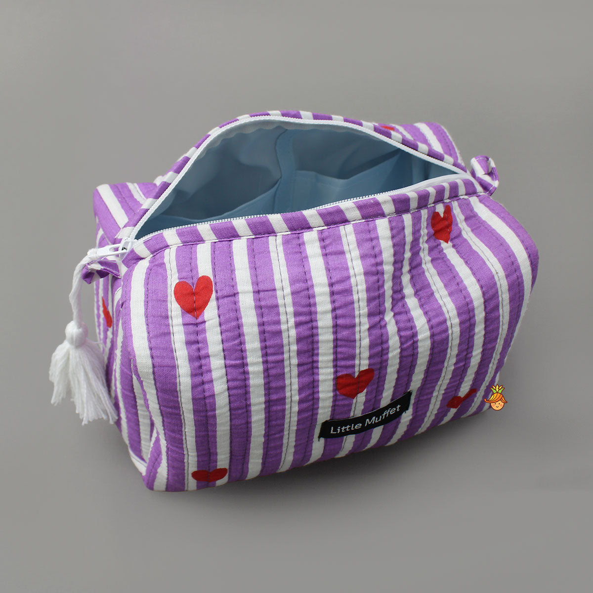 Pretty Striped Printed Pouch Bags - Set of 3