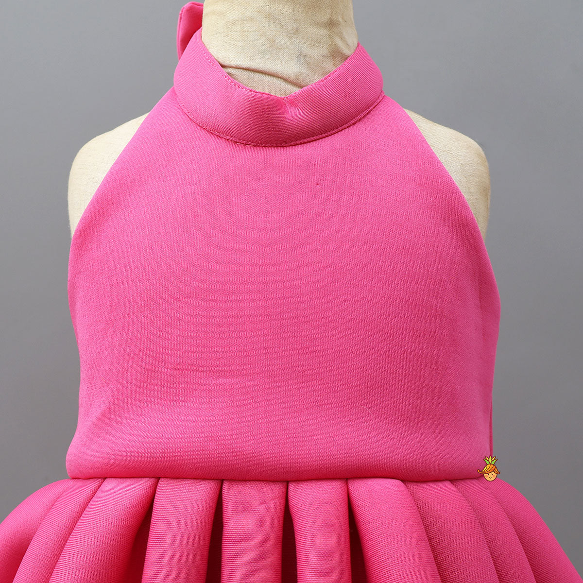 Balloon Halter-Neck Dress With Back Bow Detailing