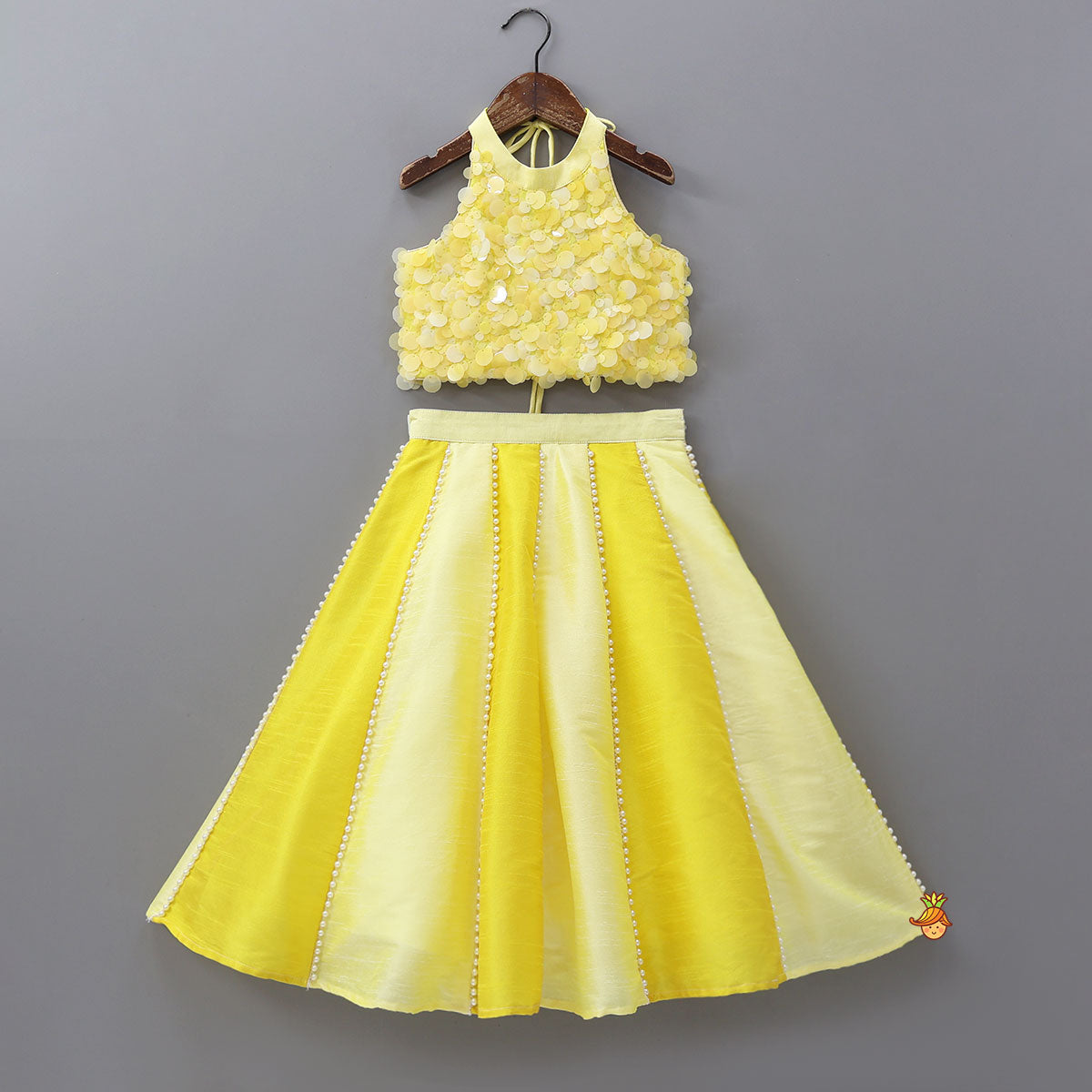 Charming Sequined Halter Neck Crop Top And Lehenga