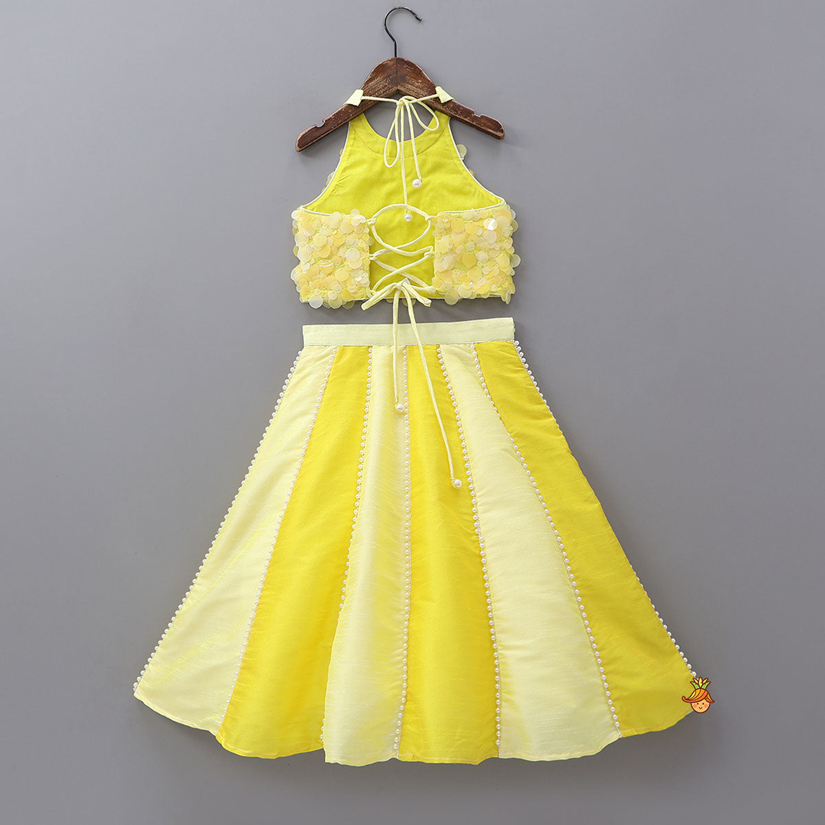 Charming Sequined Halter Neck Crop Top And Lehenga