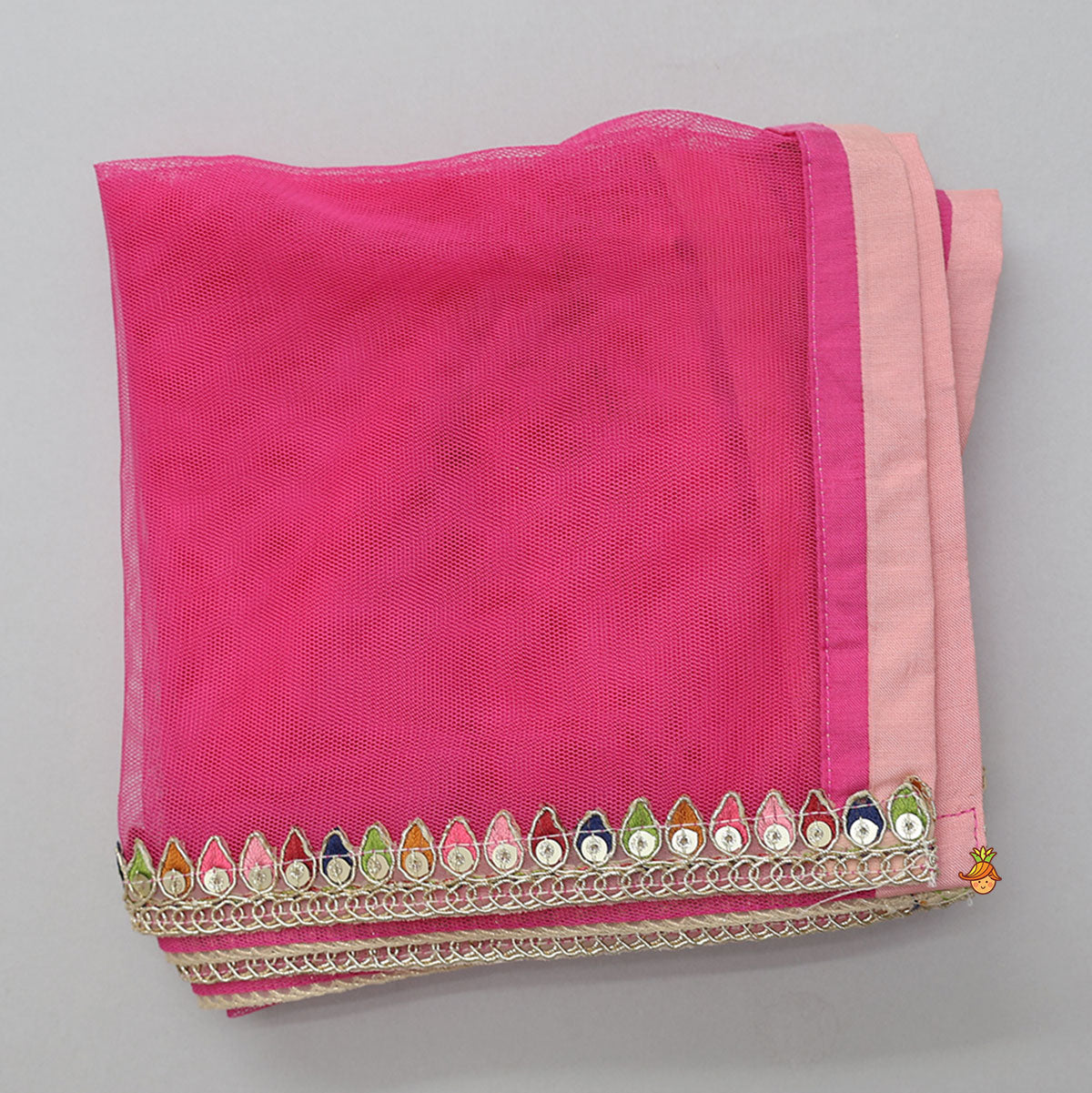 Lace Detailed Top With Ombre Lehenga And Sheer Dupatta