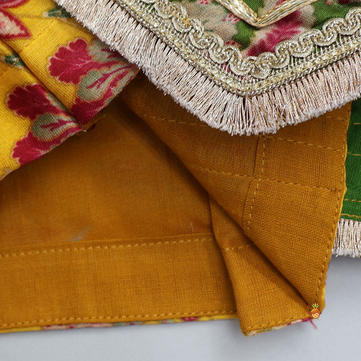 Floral Print Embellished Top With Panelled Flared Lehenga