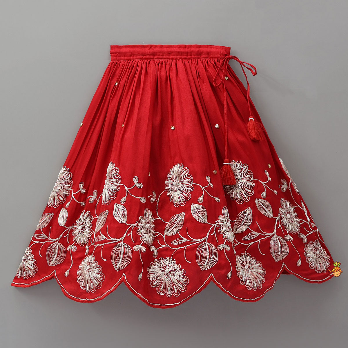 Gorgeous Strappy Crop Top With Scalloped Lehenga