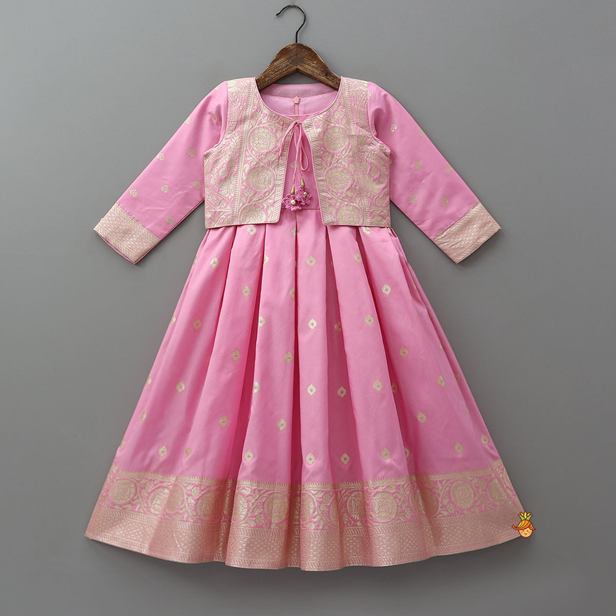 Banarasi Inspired Brocade Anarkali Dress With Open Jacket