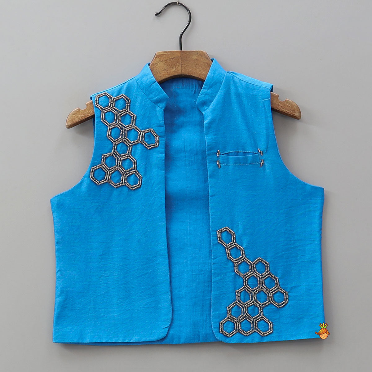 Vibrant Ethnic Kurta With Matching Jacket And Pocket Pyjama