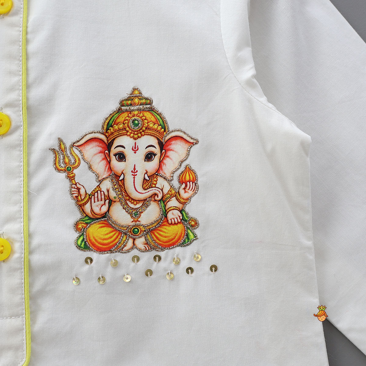 Festive Ganesha Motif Kurta With Embellished Dhoti