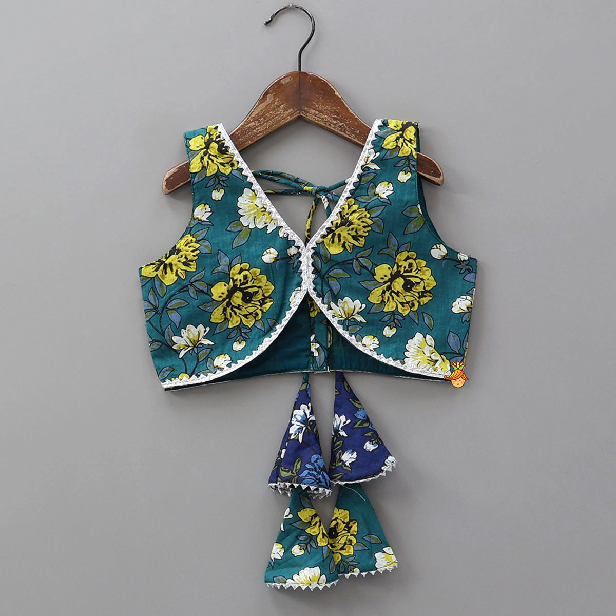 Floral Printed Stylish Top With Panelled Flared Lehenga And Dupatta